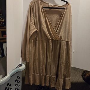 Chic Long Sleeve Tan Dress